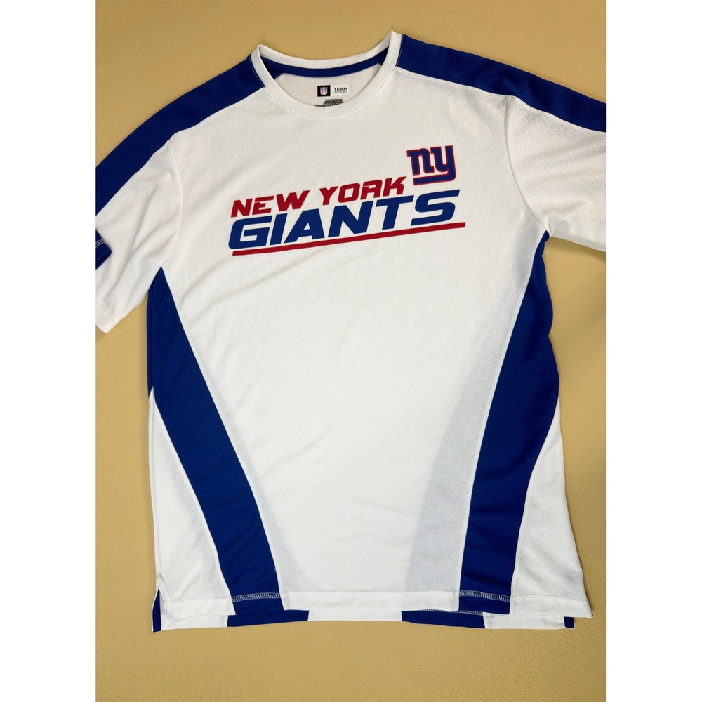 New York Giants Shirt Mens Large White Blue NFL‎ Team Apparel Performance Raglan